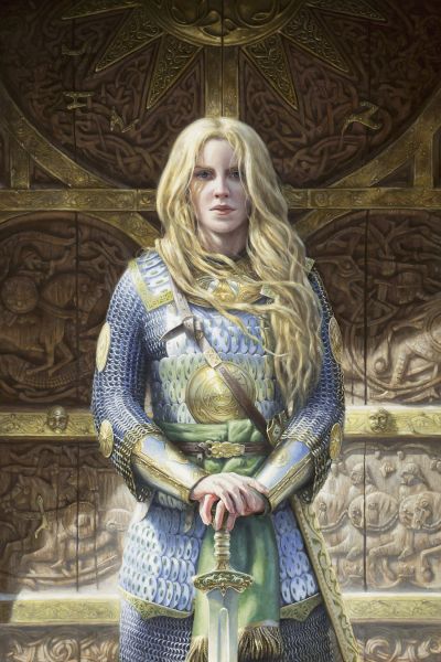 Arquivo:Matthew Stewart - Eowyn Before the Doors of Meduseld.jpg